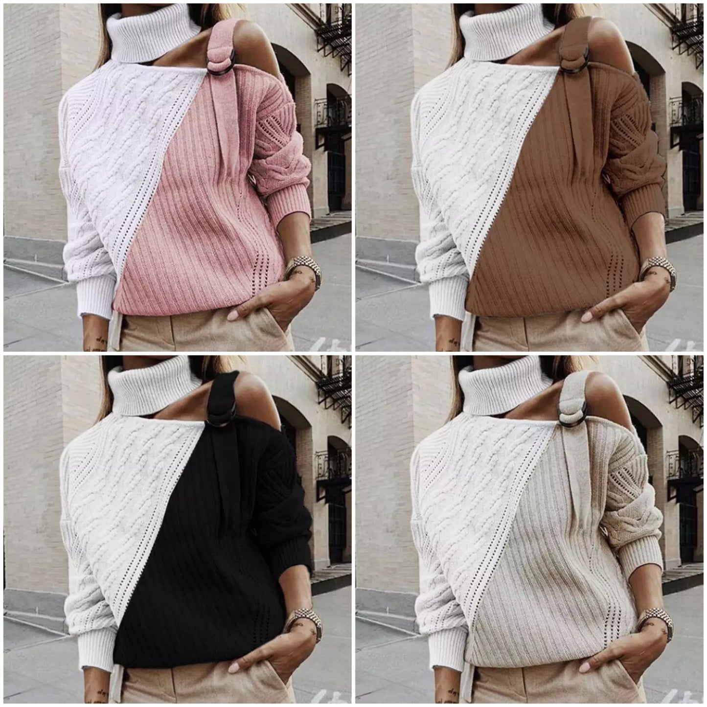 Women's Short Turtleneck Sweater - 
Fashinoza