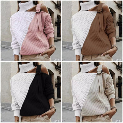 Women's Short Turtleneck Sweater - 
Fashinoza