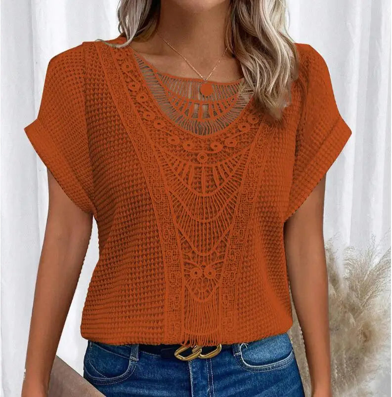 Women's Short Sleeve Waffle Knit Shirt