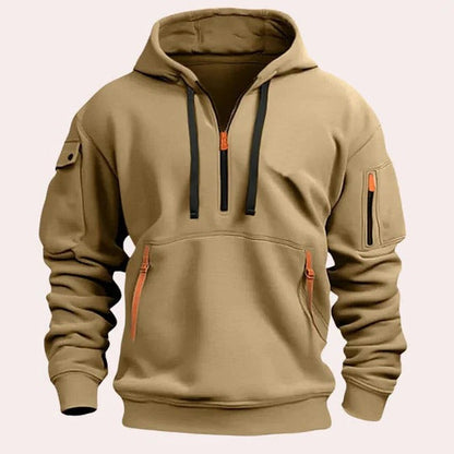 Men's Pullover Hoodie Comfort Fit Adjustable Drawstring Black - Fashinoza