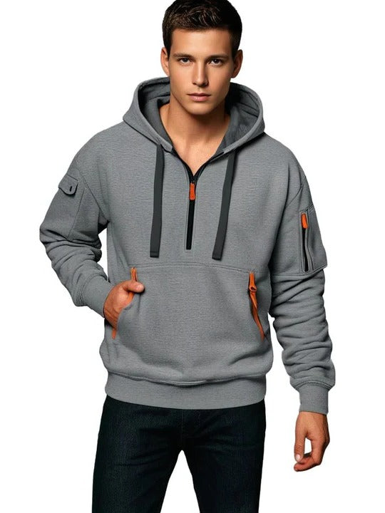 Comfort Fit Men's Pullover Hoodie with Adjustable Drawstring Hood and Front Pocket