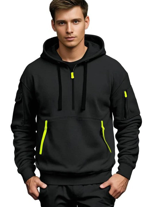 Comfort Fit Men's Pullover Hoodie with Adjustable Drawstring Hood and Front Pocket