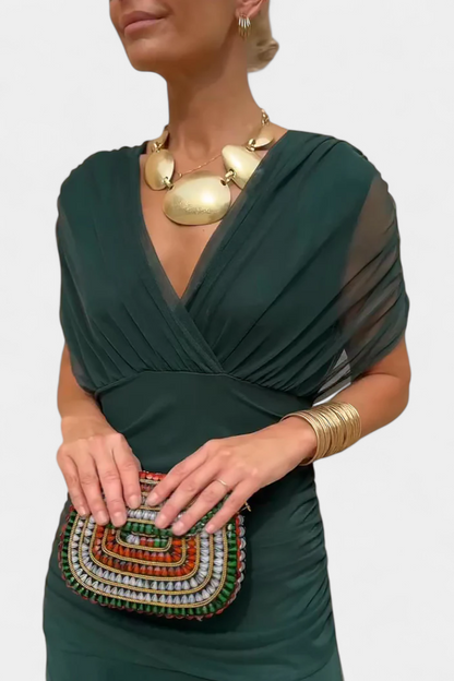 Off-Shoulder Drape Midi Dress