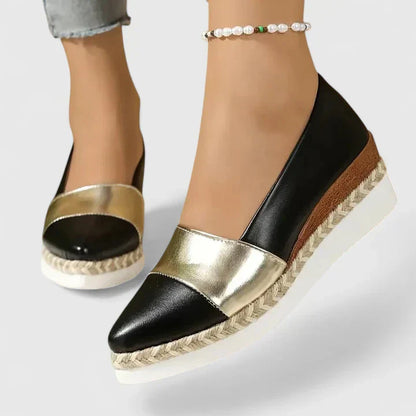 Women's Metallic Espadrille Wedge Loafers Slip On Shoes
