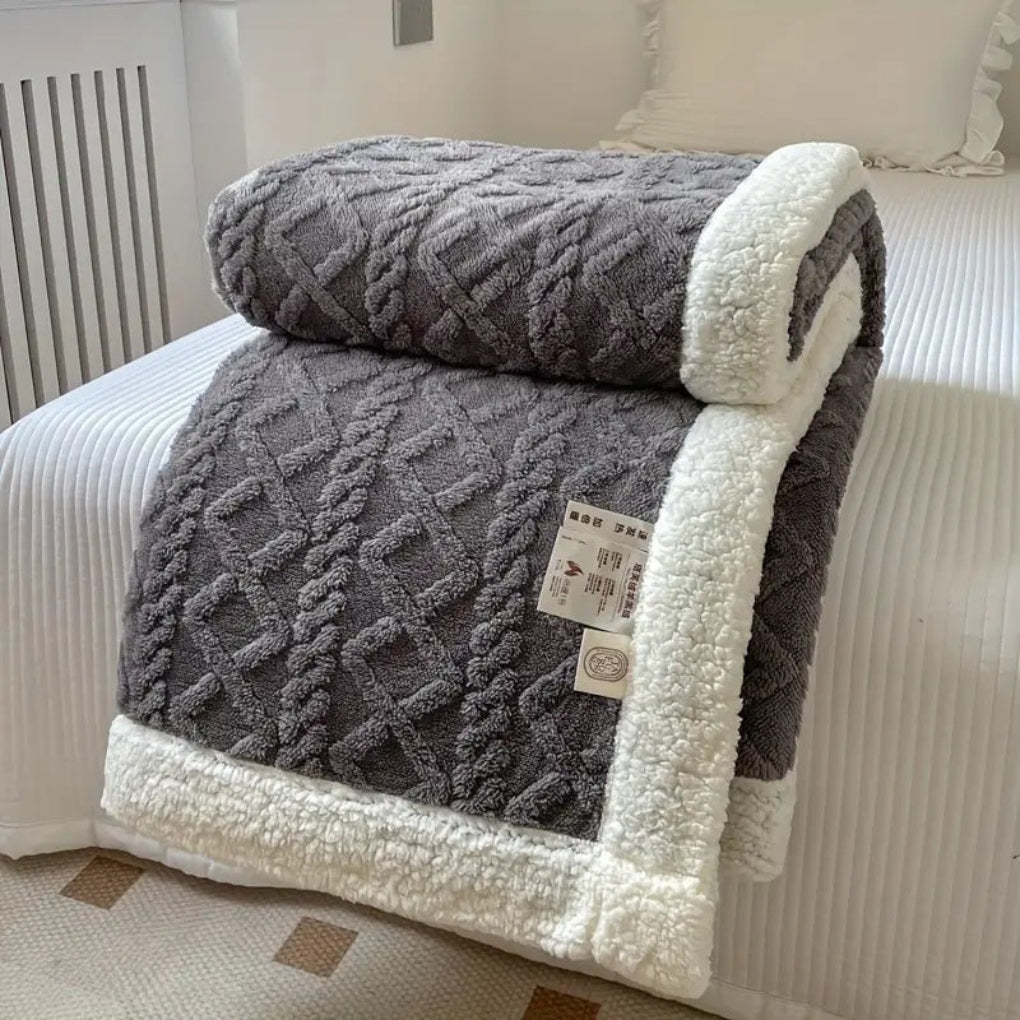 Diamond Knit Sherpa Fleece Blanket