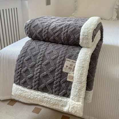 Diamond Knit Sherpa Fleece Blanket