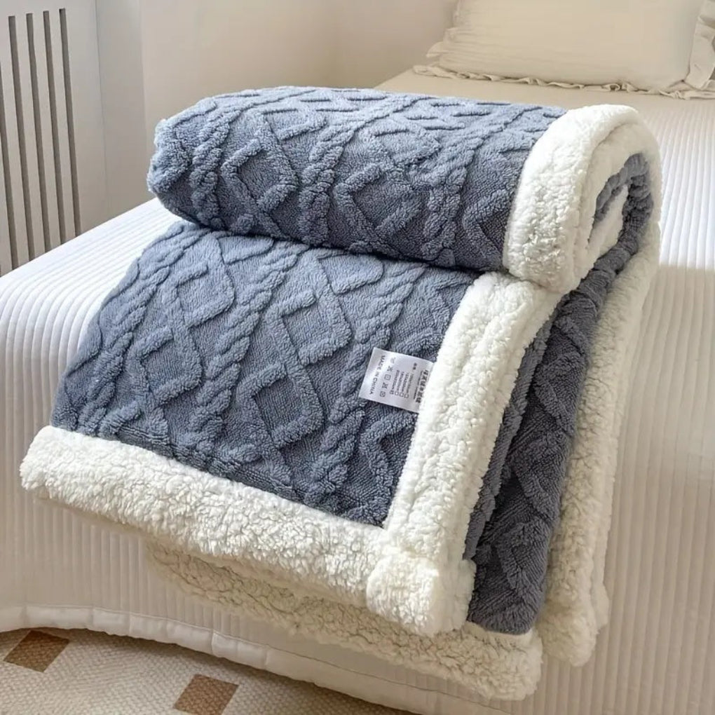 Diamond Knit Sherpa Fleece Blanket