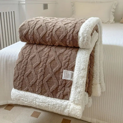 Diamond Knit Sherpa Fleece Blanket