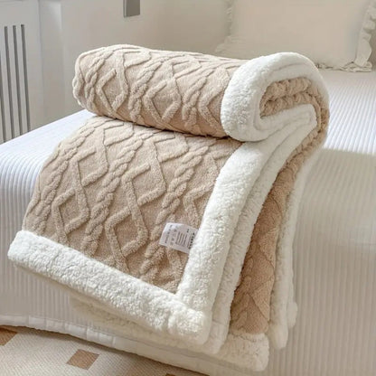 Diamond Knit Sherpa Fleece Blanket