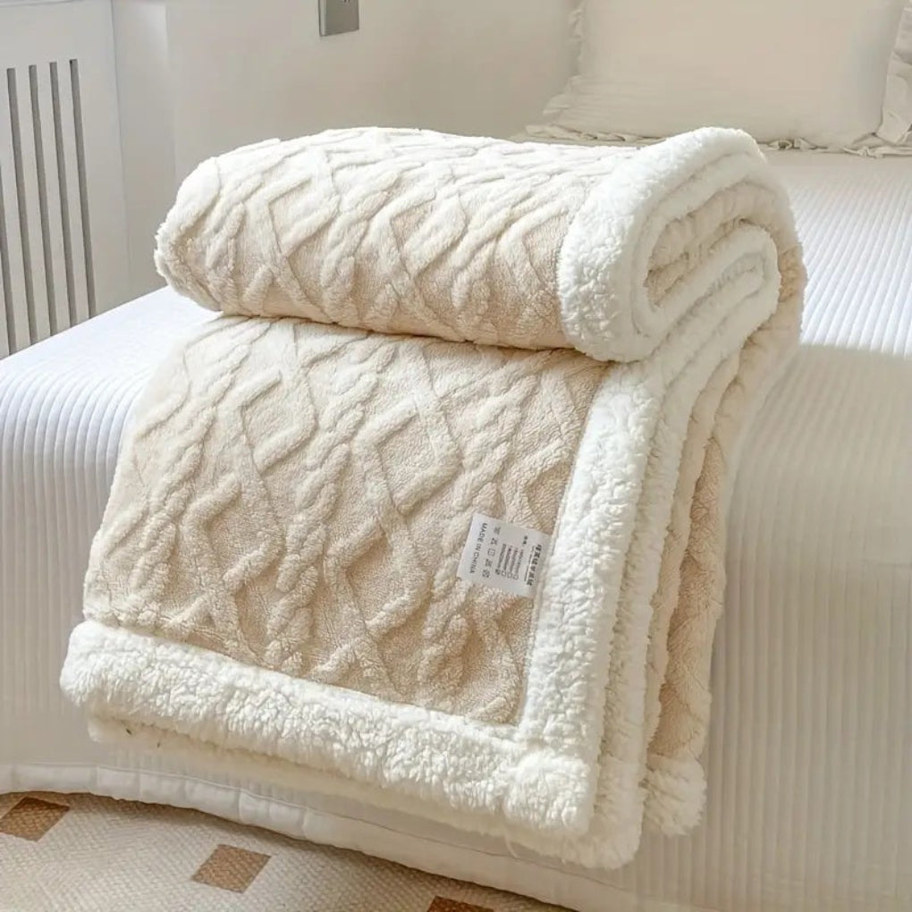 Diamond Knit Sherpa Fleece Blanket