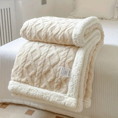 Diamond Knit Sherpa Fleece Blanket