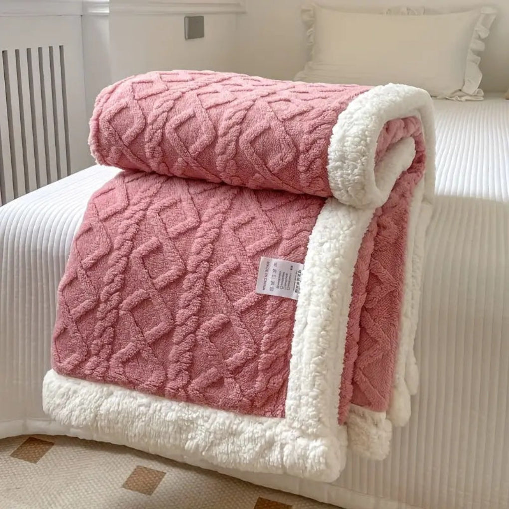 Diamond Knit Sherpa Fleece Blanket