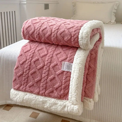 Diamond Knit Sherpa Fleece Blanket