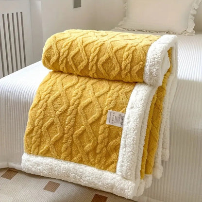 Diamond Knit Sherpa Fleece Blanket