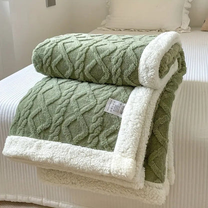 Diamond Knit Sherpa Fleece Blanket