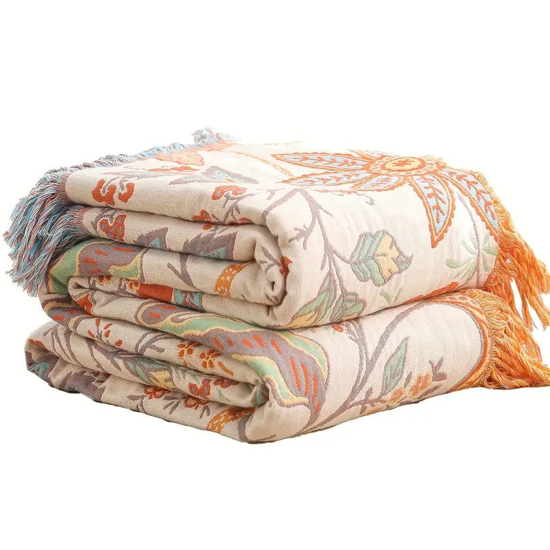 Boho Floral Blanket Soft Cozy Throw - Fashinoza