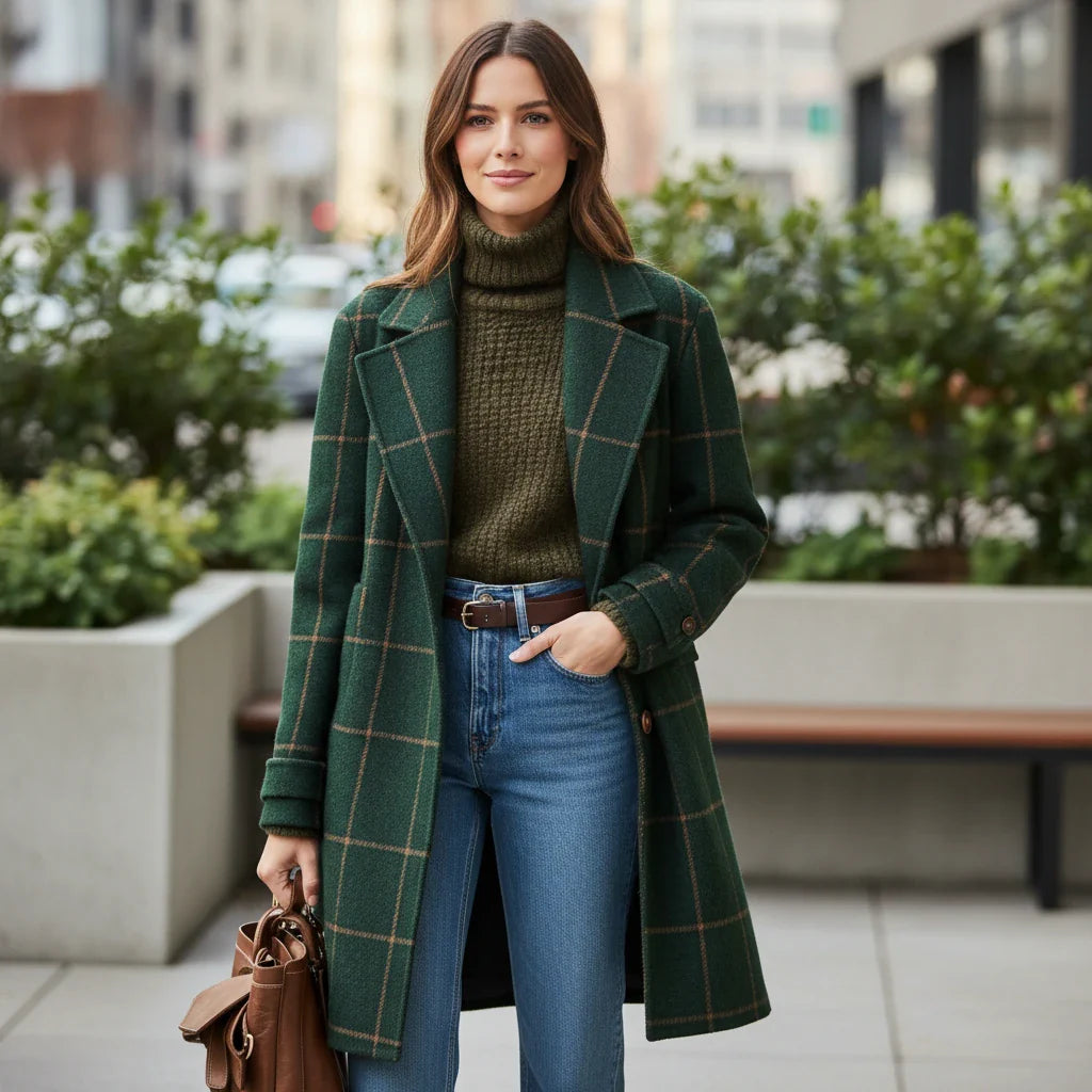 Classic Checked Winter Trench Coat