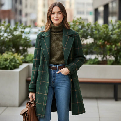 Classic Checked Winter Trench Coat