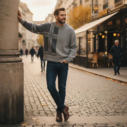 Modern Plaid Knit Sweater