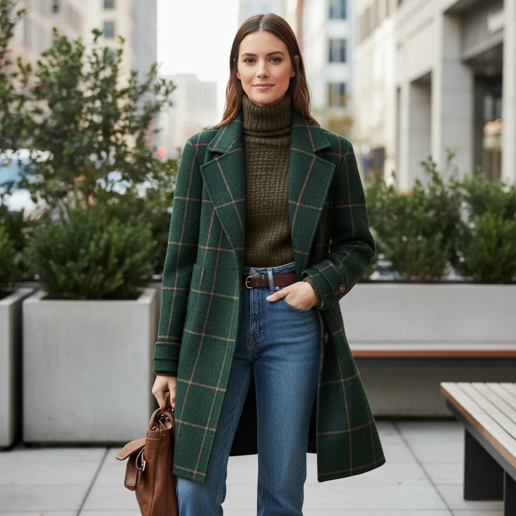 Classic Checked Winter Trench Coat