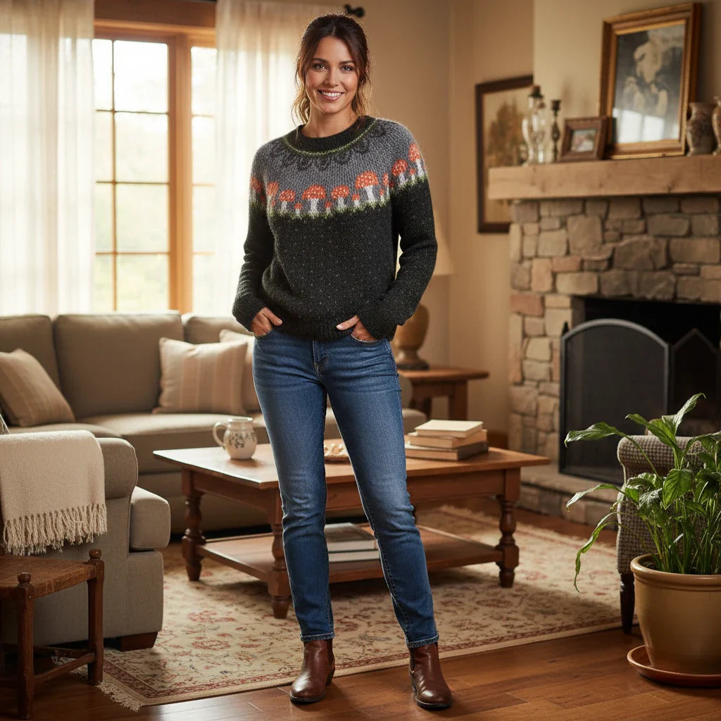 Women’s Mushroom Pattern Knit Sweater