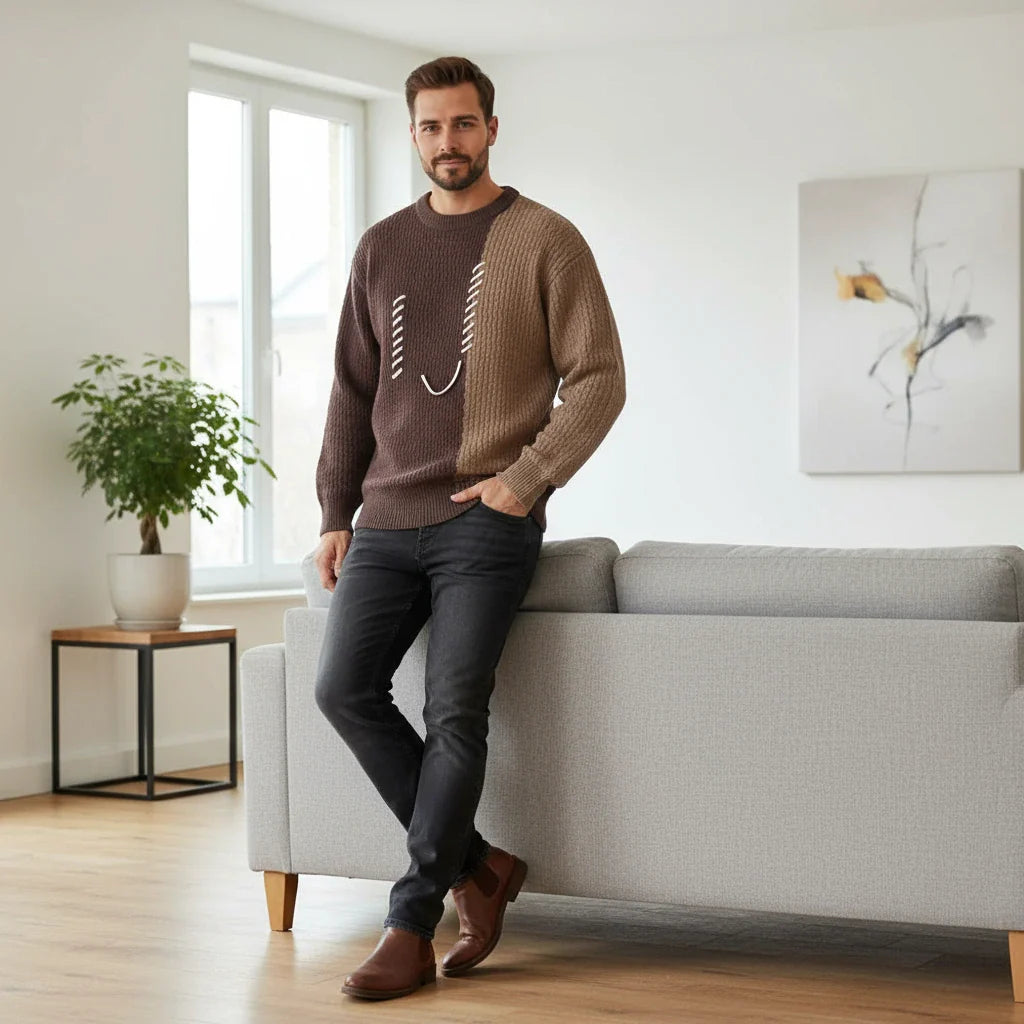 Smiley Contrast Knit Sweater