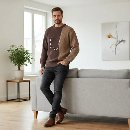 Smiley Contrast Knit Sweater