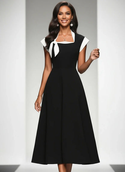 Mirelliane | Elegant Contrast Women’s Midi Dress
