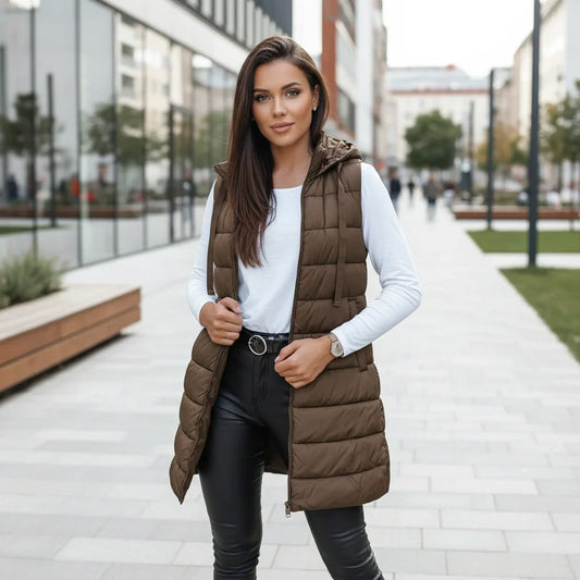 Women’s Long Hooded Puffer Vest