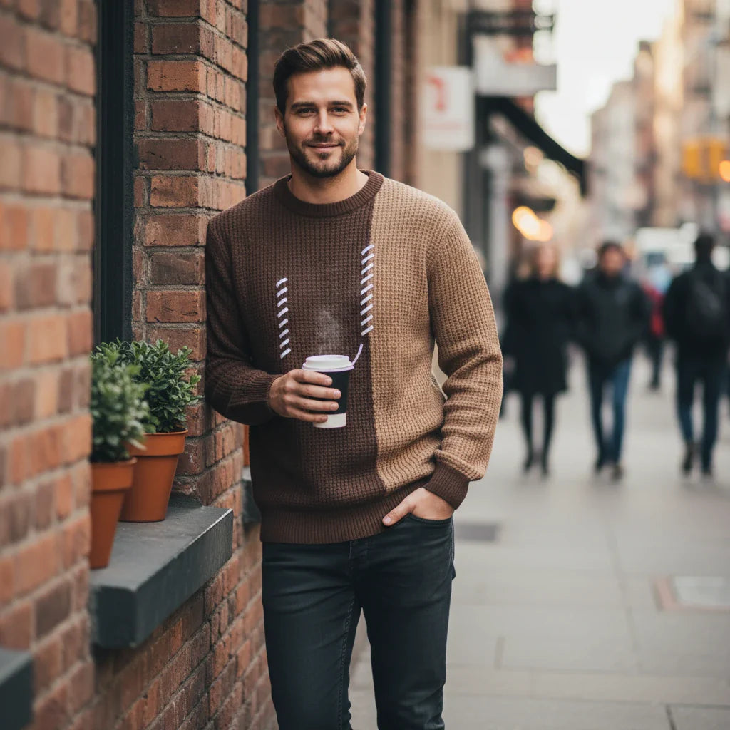 Smiley Contrast Knit Sweater