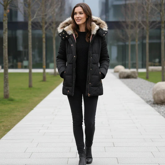 Women’s Puffer Coat with Faux Fur Hood