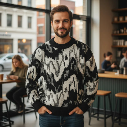 Abstract Textured Knit Sweater