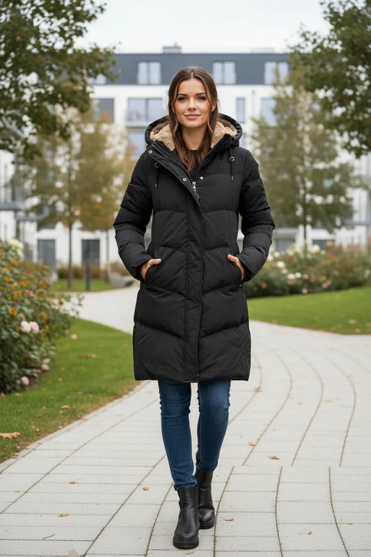 Long Fleece-Lined Winter Jacket for Women