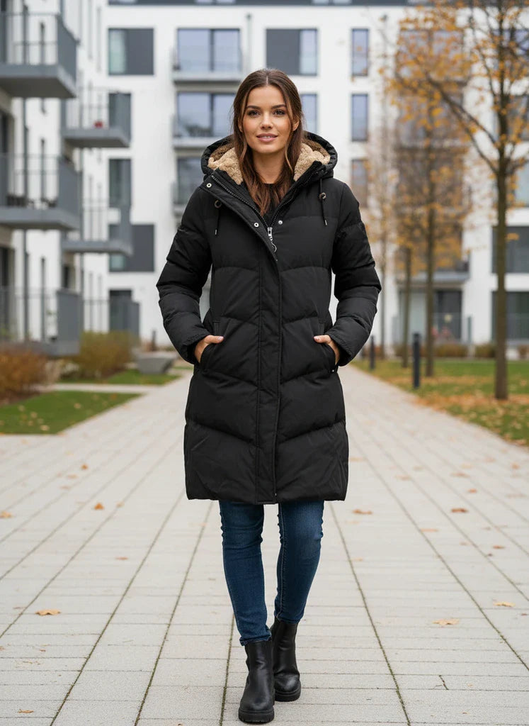 Women's Long Fleece-Lined Winter Jacket