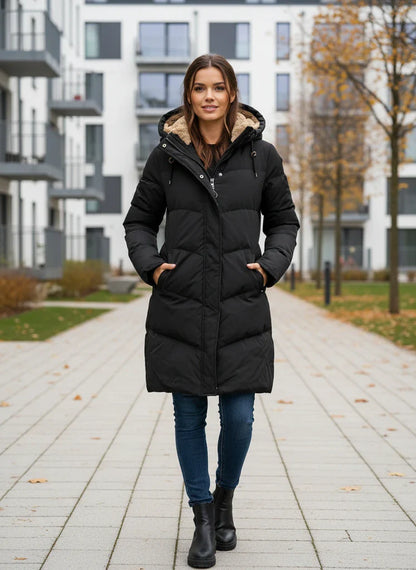 Women's Long Fleece-Lined Winter Jacket