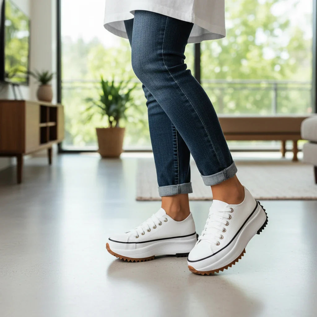 Canvas Platform Lace-Up Sneakers