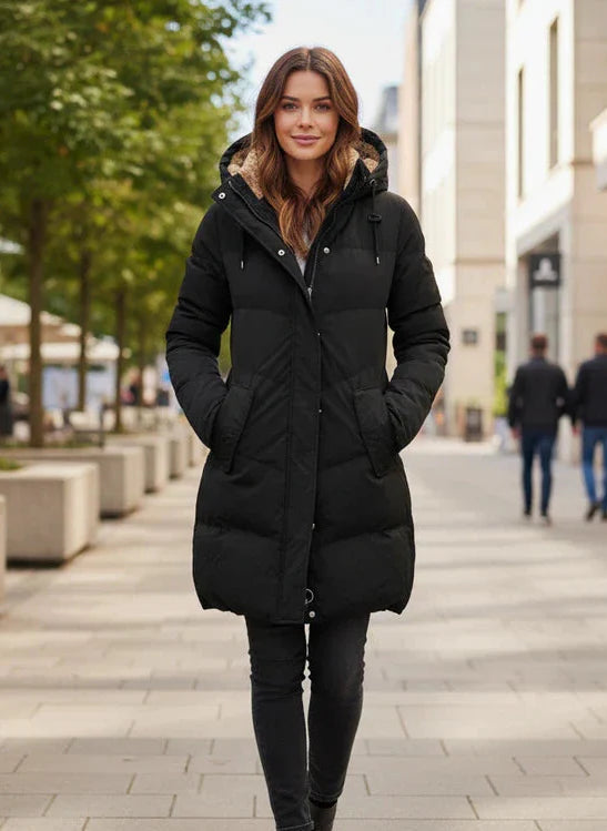 Long Fleece-Lined Winter Jacket for Women
