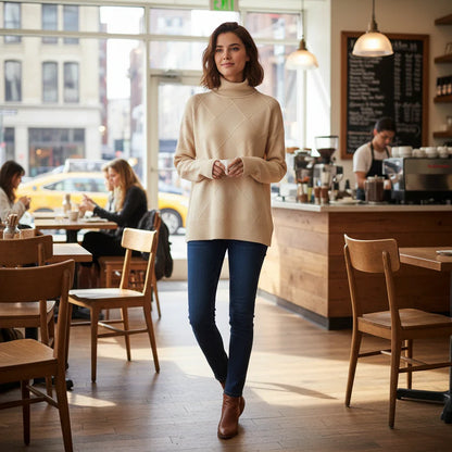 Women’s Textured Knit Turtleneck Sweater Cozy Ribbed