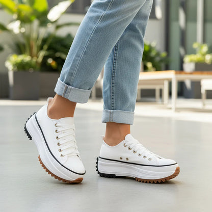 Canvas Platform Lace-Up Sneakers