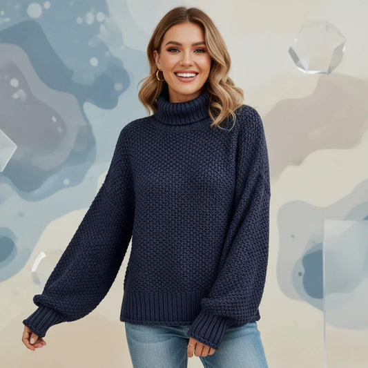 Raina | Classy Textured Knit Turtleneck Sweater