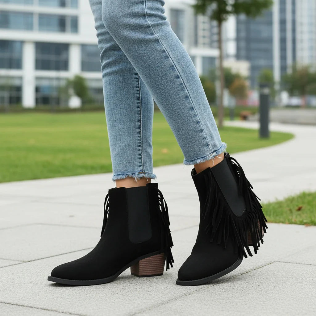 Fringe Western Ankle Boots