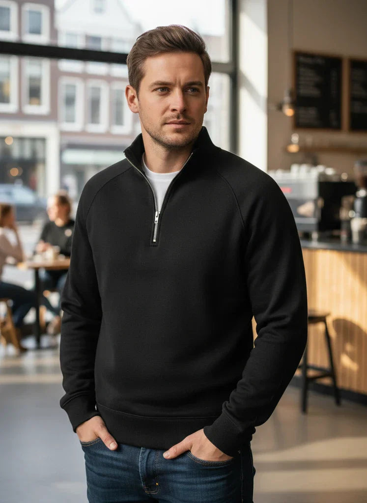 Zip-Collar Knit Pullover