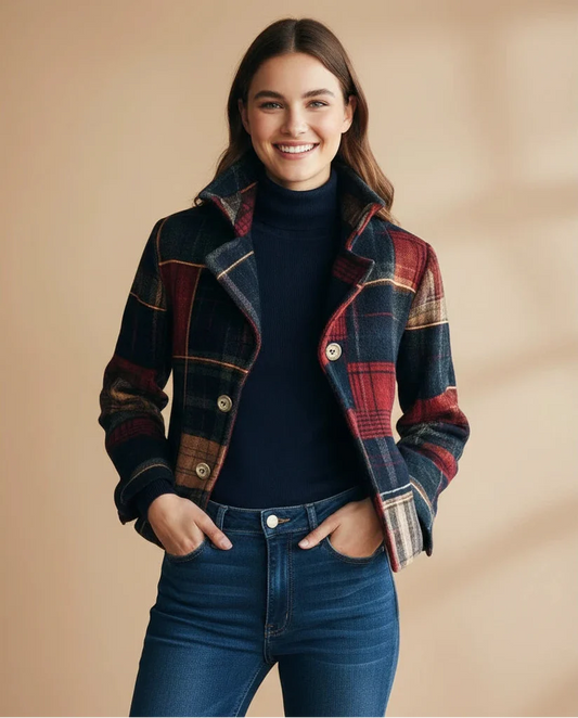 Women’s Aureliane Chic Tailored Plaid Fall Jacket