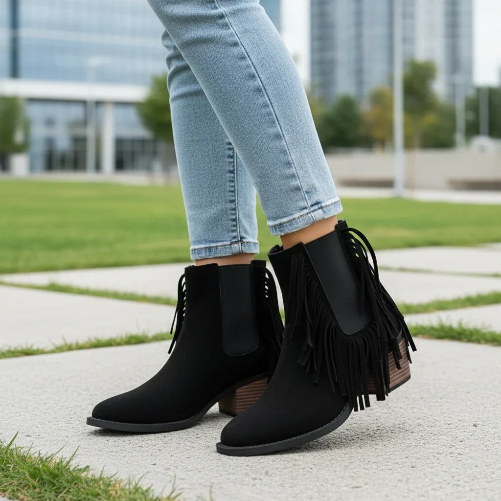 Fringe Western Ankle Boots