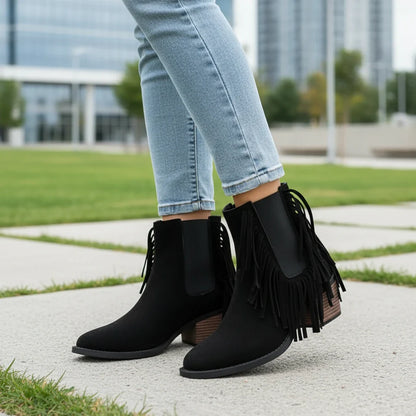 Fringe Western Ankle Boots