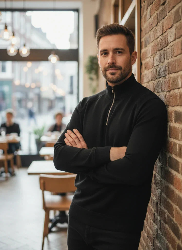 Zip-Collar Knit Pullover