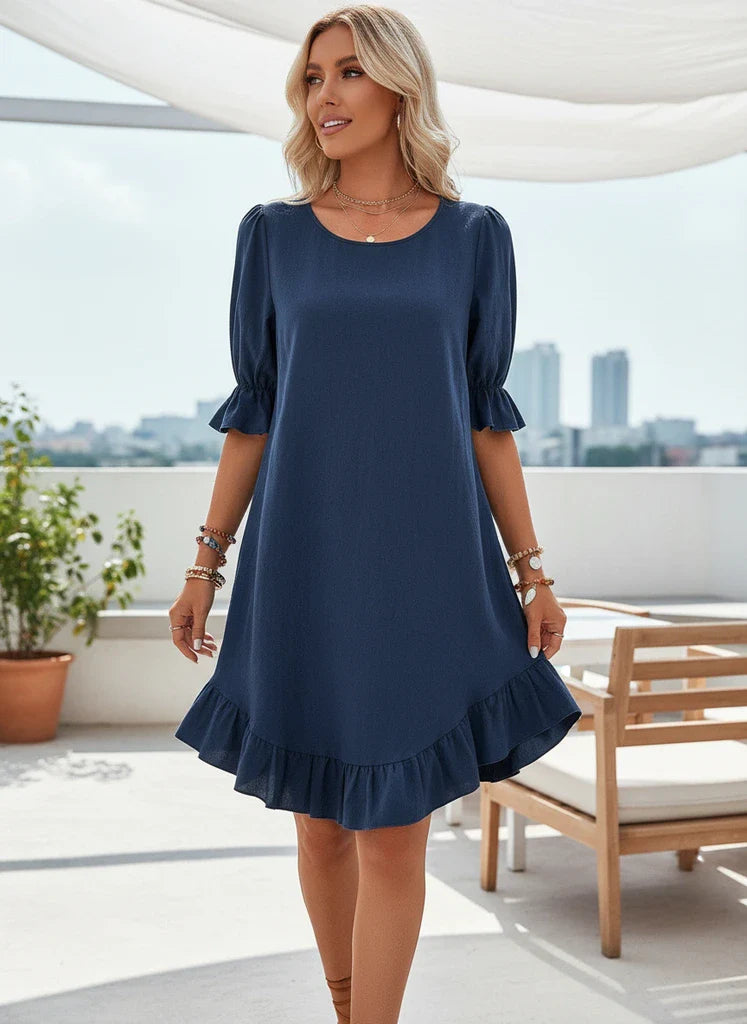 Ruffled Hem Casual Midi Dress
