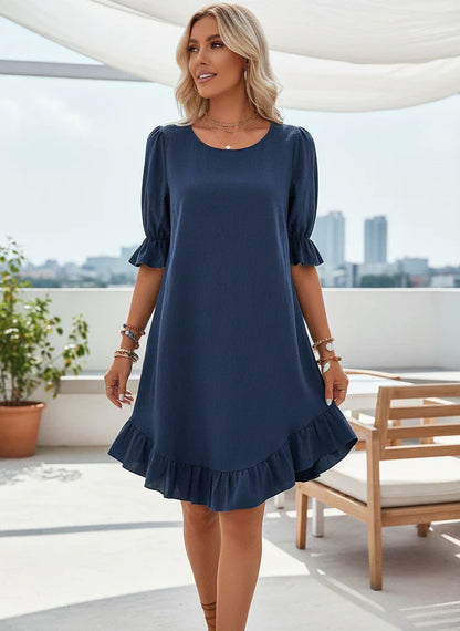 Ruffled Hem Casual Midi Dress