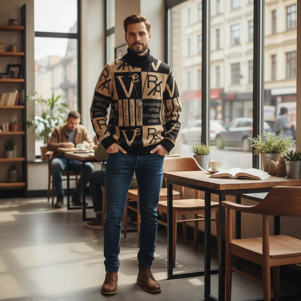 Bold Letter Graphic Knit Sweater