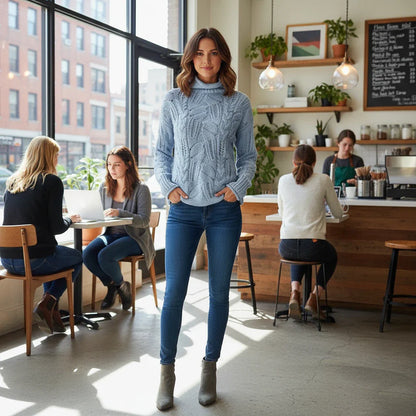 Women's Textured Cable Knit Turtleneck Sweater